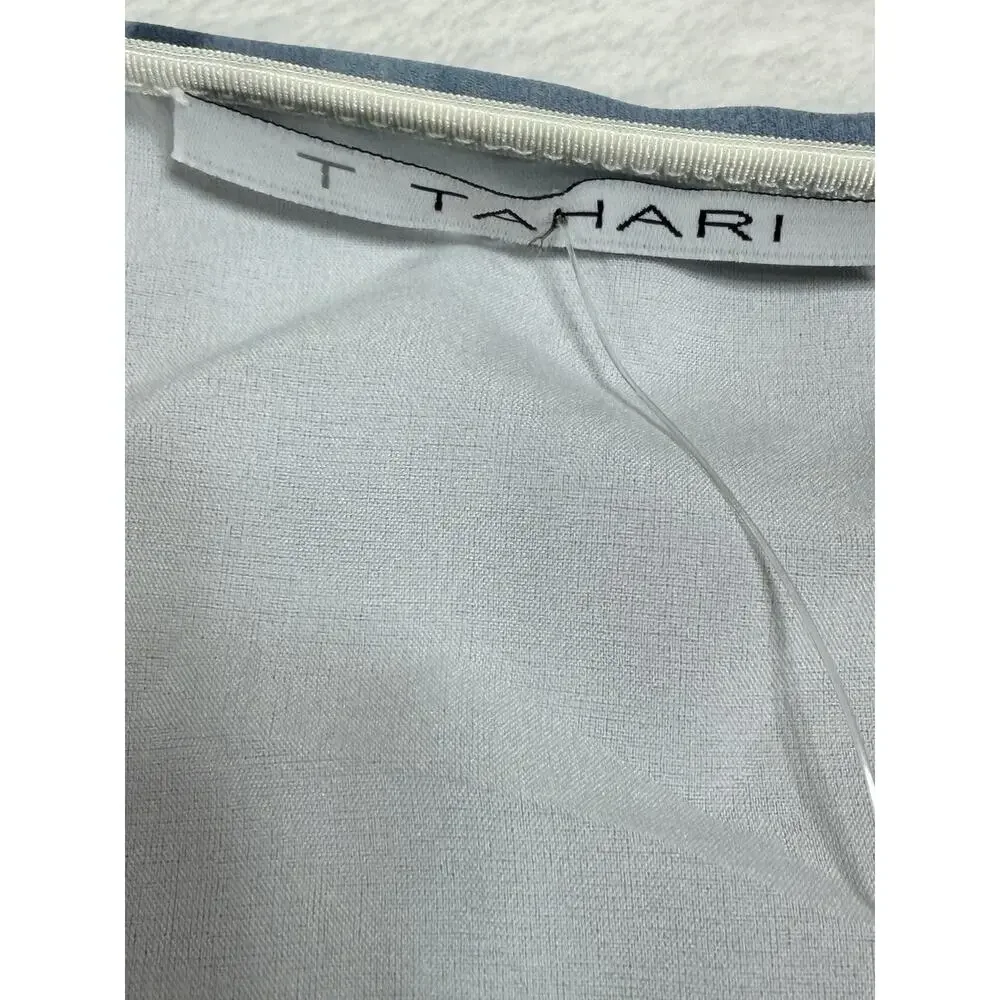 T Tahari Tie Dye Dress M NWT Light Blue Watercolor V-Neck Sleeveless Chiffon